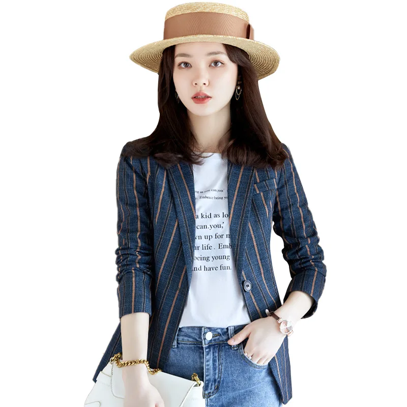 

Small suit jacket female 2021 spring and autumn new Korean version of Slim temperament stripes casual net red suit tops female