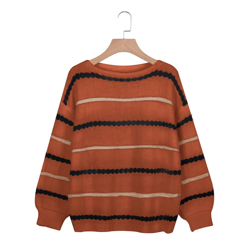 Winter Sweater Women Plus Size Knitted Warm Cashmere striped Chunky Casual Jumper Korean Batwing Long Sleeve Pullovers | Женская одежда