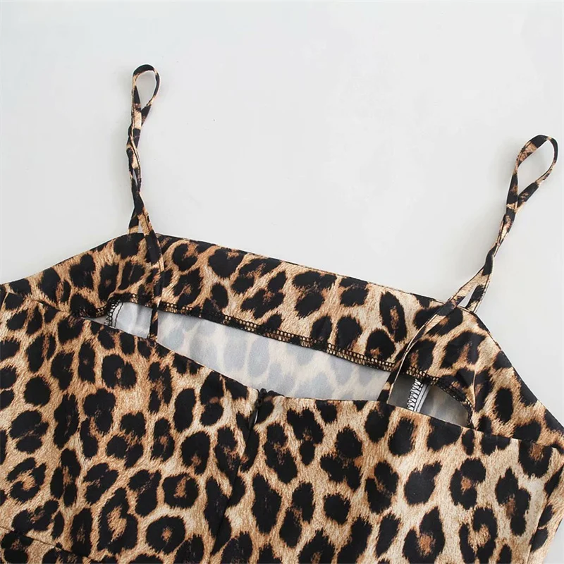 

PUWD Casual Women Leopard Print Sleeveless Dresses 2021 Summer Fashion Ladies Streetwear Vintate Mini Dress Cute Girl Chic Dress