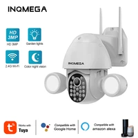 inqmega tuya smart life floodlight yardlight security ip camera 3mp dual lighting two way audio support google home and alexa
