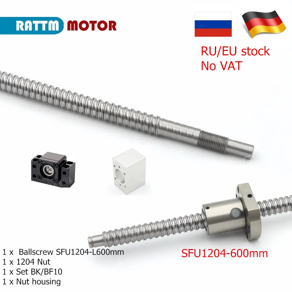 

Lead SFU 1204 Ball screw 1204 L300 400 500 600mm CNC parts with Ballnut + BK/BF10 End supports + End standard processing