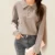Женское поло с длинным рукавом, однотонная винтажная рубашка-поло в Корейском стиле, на пуговицах, Повседневная рубашка-поло с длинным рукавом для девочек, 2021 - изображение