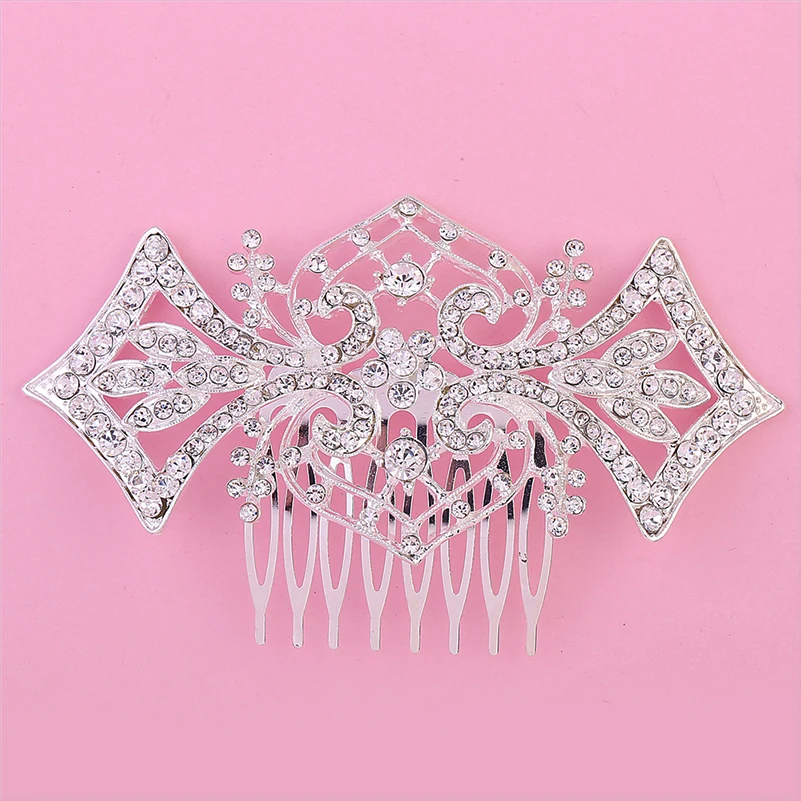 Linglewei New Hair Accessories Bridal Comb heart diamond insert comb fashion alloy headdress |