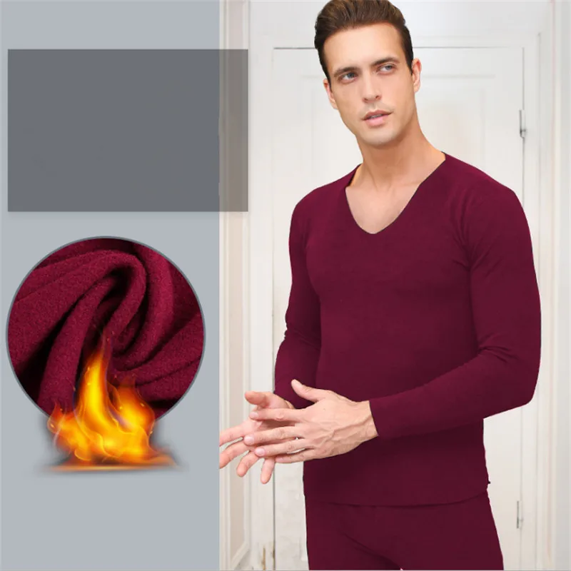 Обновленное двухстороннее бархатное мужское термобелье с V-образным вырезом