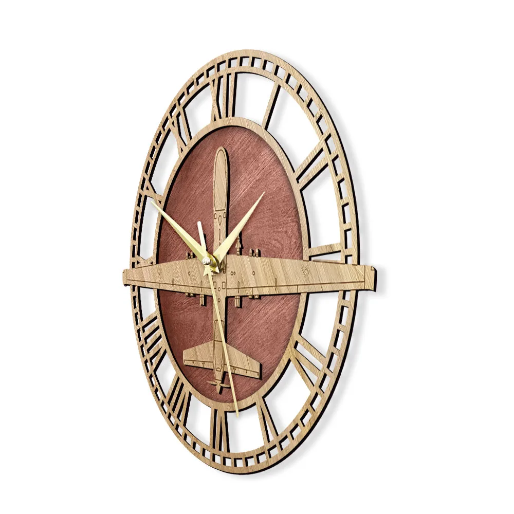 Настенные часы-Авиатор деревянные бесшумные украшения для дома в стиле милитари
