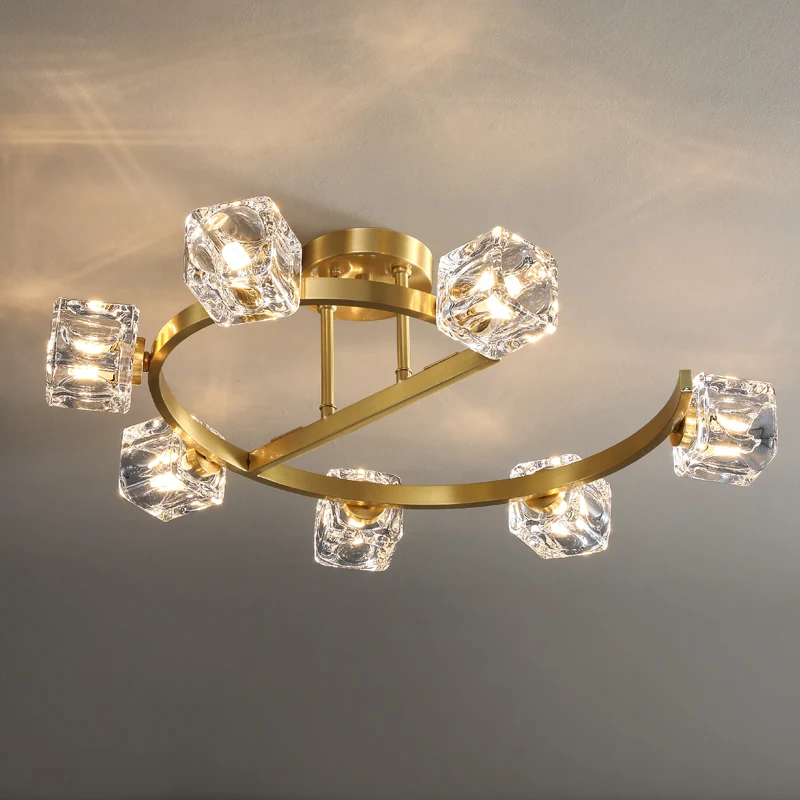 

Deyidn LED Copper Chandelier Crystal Pendant Lamp Golden Luxury Hanging Lights For Living Room Dining Bedroom Lobby Villas Hotel