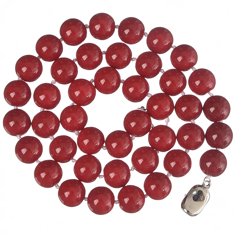 Новая мода ожерелье из красного коралла 10 мм Круглый Простой стиль ручной работы