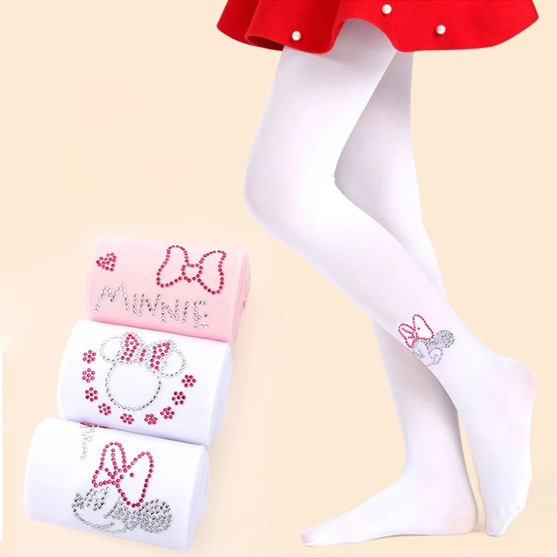 Детские колготки для девочек Disney милые бархатные белые чулки трико вечерние