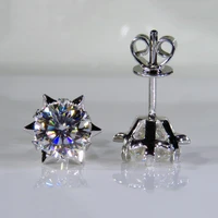 9k white gold earrings moissanite jewelry snowflake shape 6 claws earrings engagement anniversary gift