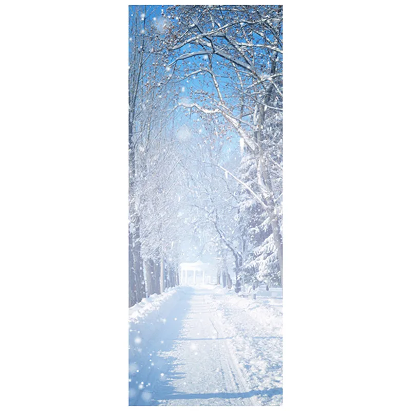 77*200 см дверные наклейки тропа с деревом снежный пейзаж 3d настенное искусство