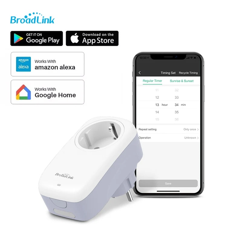 BroadLink SP4L ЕС Wi Fi Smart Plug электрической розетки таймер 16A затемненный ночной