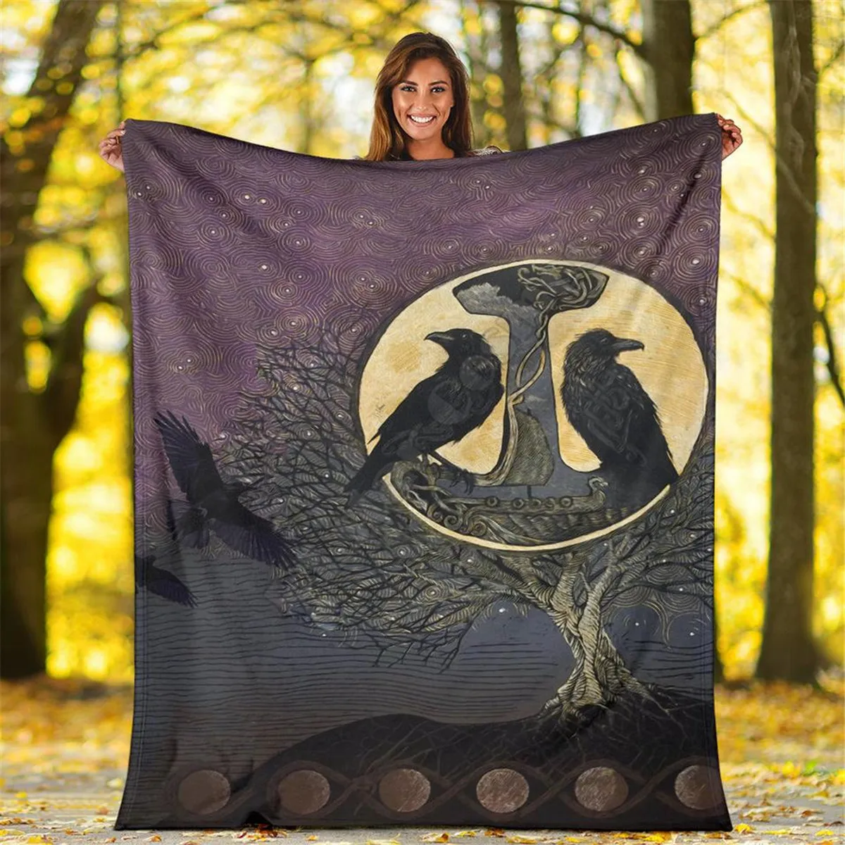 

Viking Tattoo Valknut Mjolnir 3D printed Sherpa Blanket on Bed Home Textiles Dreamlike HOME ACCESSORIES Drop shipping