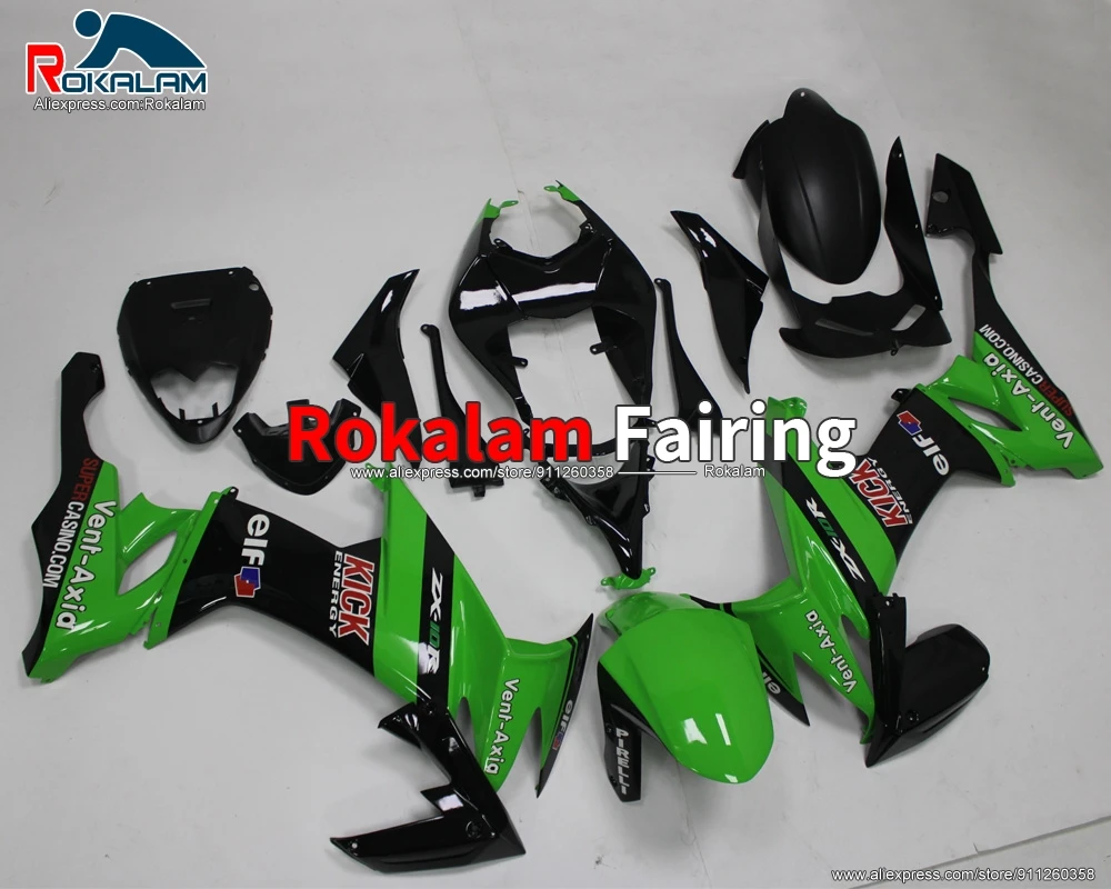 

Халлы для Kawasaki ZX10R Ninja 2008 2009 ZX-10R 08 10 черный зеленый комплект обтекателей для мотоцикла (литьё под давлением)