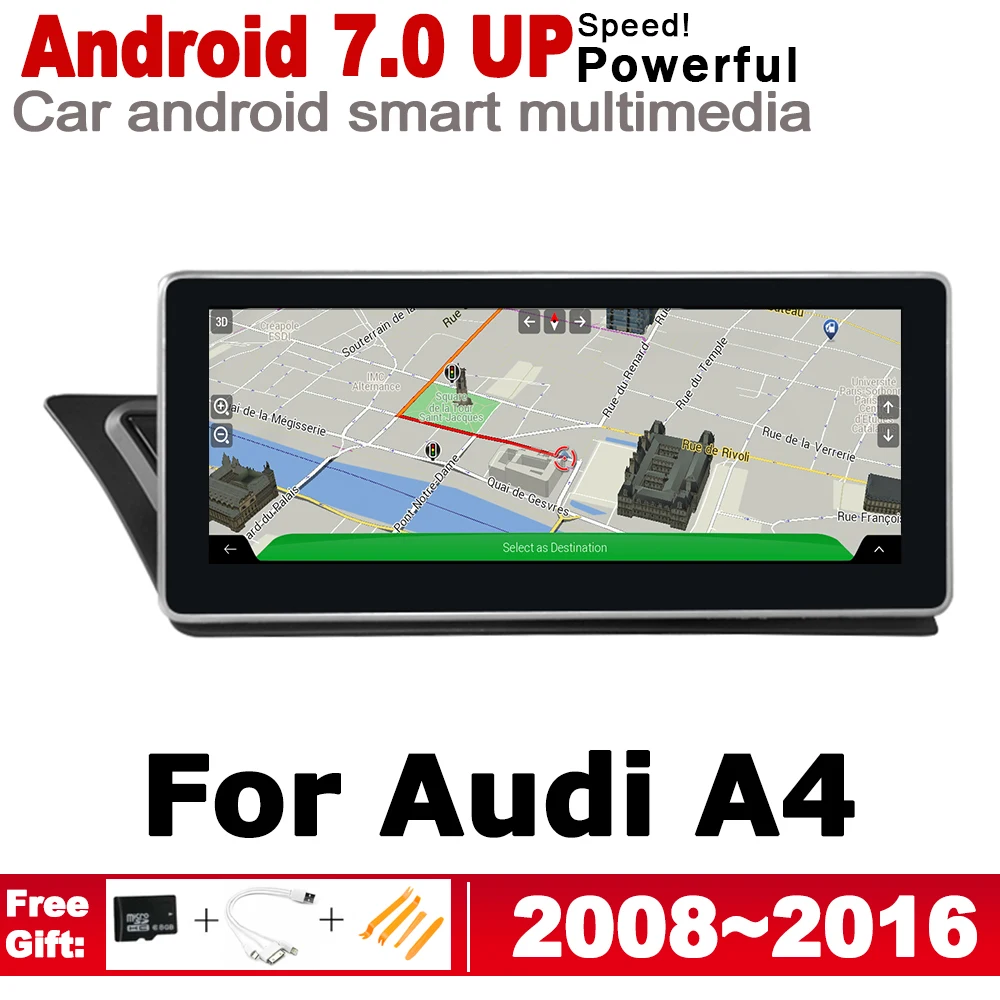 10 25 &quotHD экран стерео Android 7 0 Автомобильный GPS Navi карта для Audi A4 8K 2008 ~ 2016 MMI