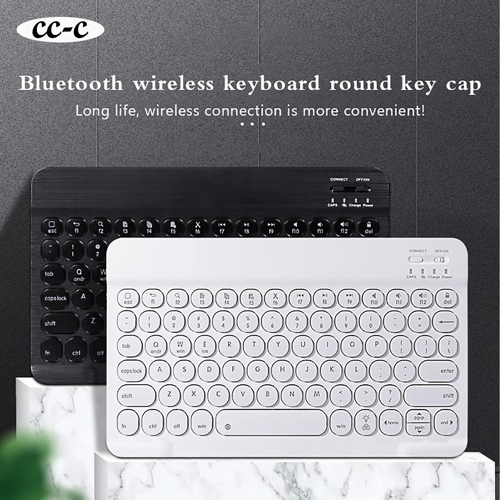 

CC-C Stylish Ultra-thin Round 78-key Keyboard Portable Wireless Bluetooth 5.0 7-colors Backlit Keyboard In For Ipad Android