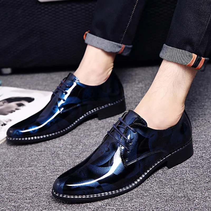 

Leather Dress Shoes Outdoor Male Business Crocodile Pattern Pointed Toe Lace Up Oxford Shoe Wedding Club Party Shoes Men