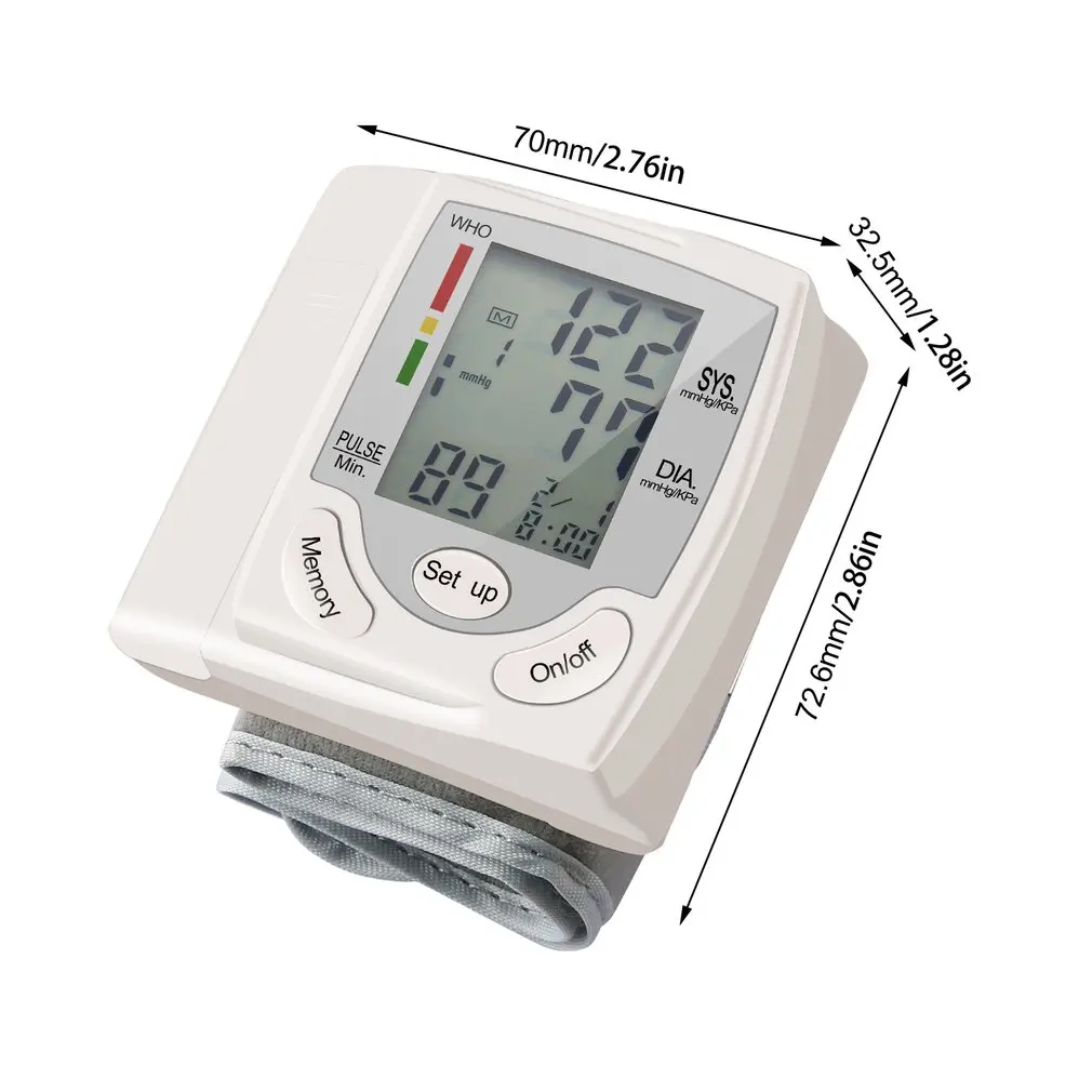 

Convenient Carry Automatic Digital LCD Display Wrist Monitor Heart Beat Rate Pulse Meter Measure White Blood Pressure Monitor