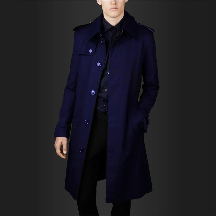 Мужская ветровка осеннее пальто мужские однобортные Длинные повседневные
