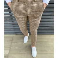 new plaid spot pants for men fashion business casual long trousers men suit pants wedding party dress social clothing breathable