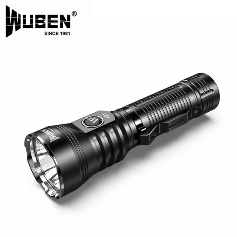 Verkaufen WUBEN A21 Hight Leistungsstarke Taschenlampe CREE XHP 70,2 4200 Lumen Typ-C Wiederaufladbare Wasserdichte Licht Mit 21700 Batterie Für Camping