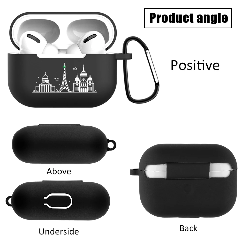 Черный чехол из ТПУ для Apple наушников Airpods Pro силиконовый 2019 с мультяшным рисунком