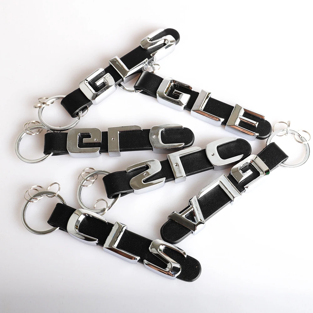 

Car Keychain Letter keychain For Mercedes Benz SLK GLK CLS GLC GLA 3D Metal Leather Strap Key Ring