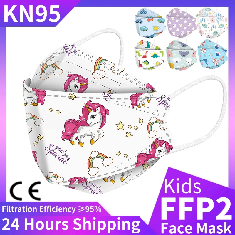 

10/30pcs Children FPP2 KN95 Masks Kids Antivirus Fish Shaped Cartoon Printed Anime Face Mask From Virus Ffp2mask Mascarillas