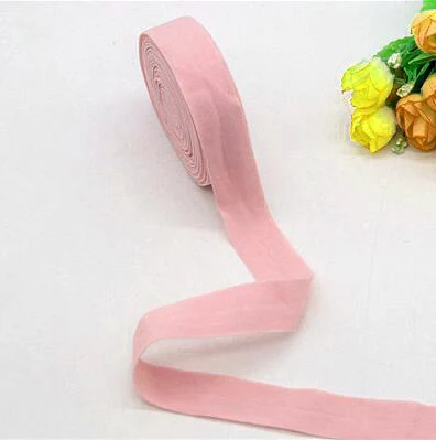 light pink Эластичные ленты 20 мм, многоцветные эластичные Сатиновые ленты из спандекса, аксессуары для волос, кружевная лента для шитья, 5 м - Цвет: light pink