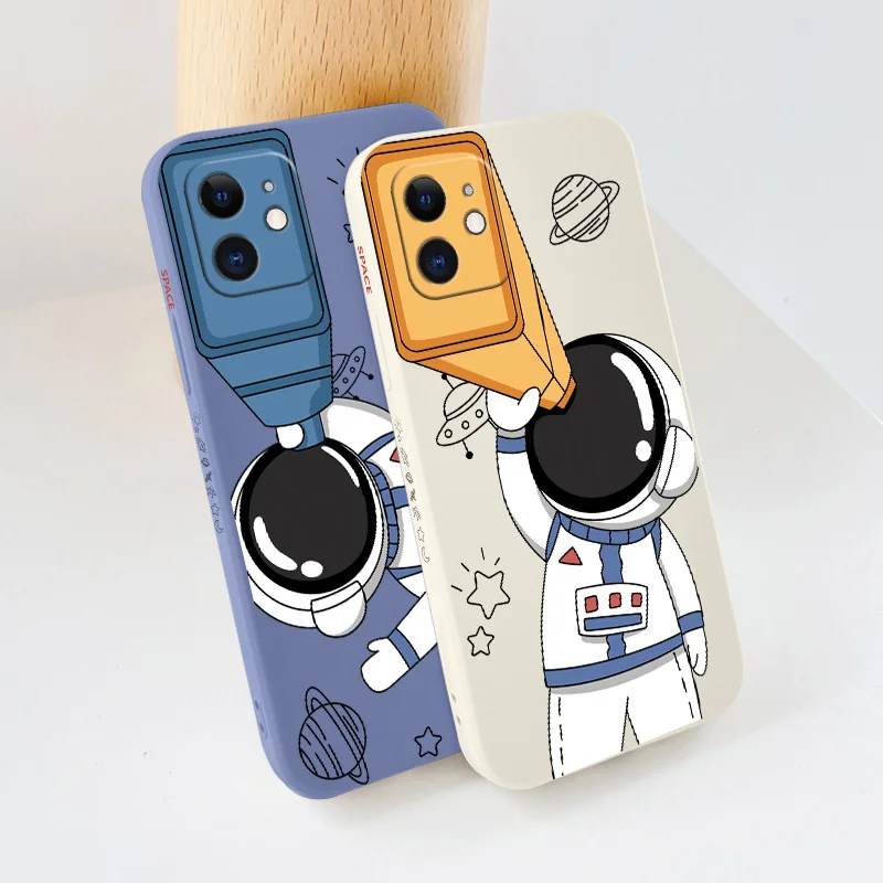 

Astronaut With Telescope Case For iPhone 12 Pro Max Mini 11 Pro Max X XR XS MAX SE2020 8 7 6 6S Plus Shockproof Soft Phone Cover