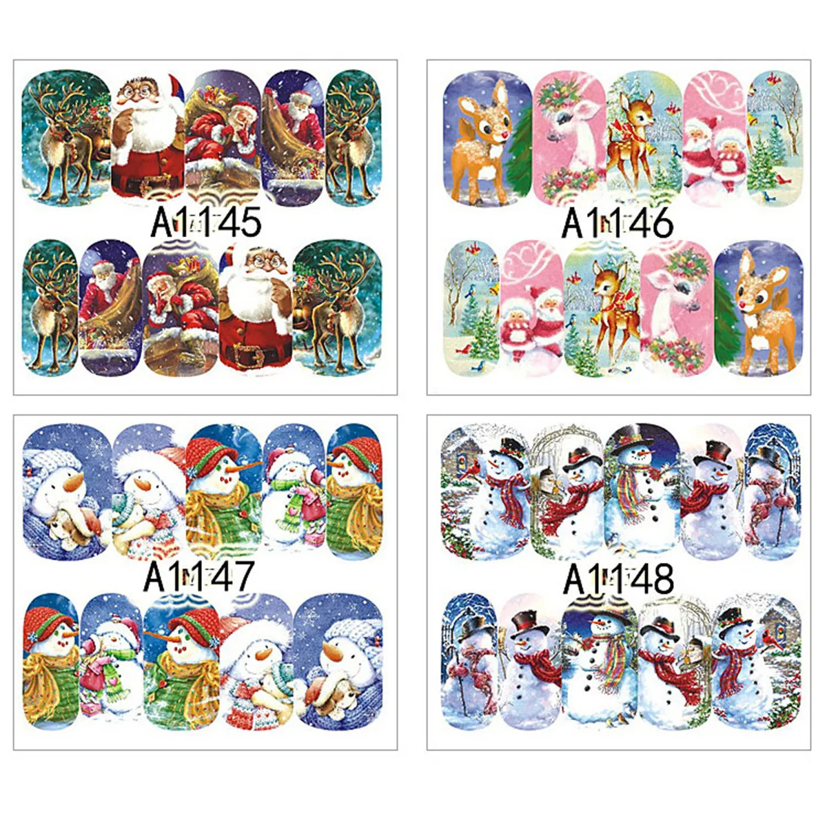 12 листов рождественские наклейки для ногтей 3D тату сделай сам праздничный