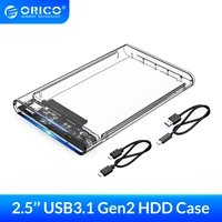 orico 2 5 inch hdd case sata to usb 3 1 gen2 10gbps type c hard disk drive external hdd enclosure transparent case tool free 4tb