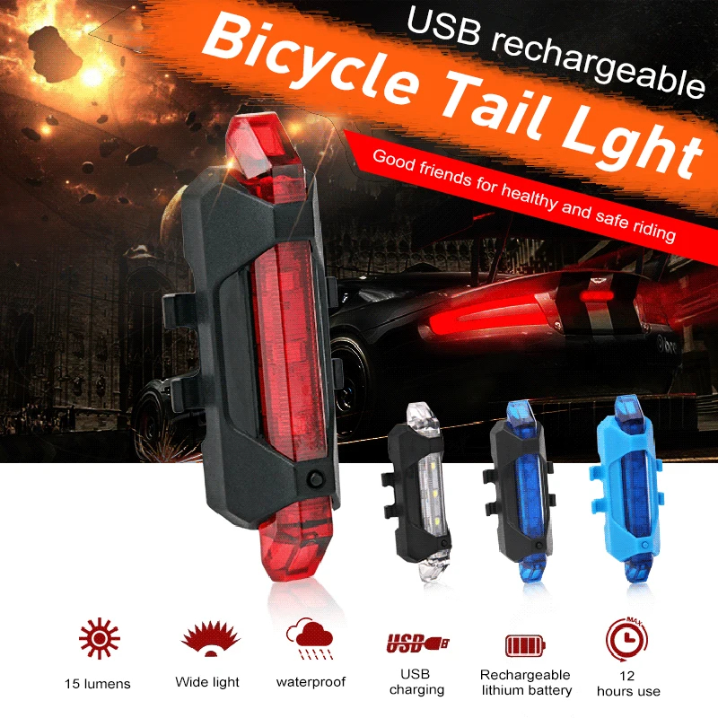 Светодиодный велосипед Велоспорт светильник USB Перезаряжаемые горный Taillamp