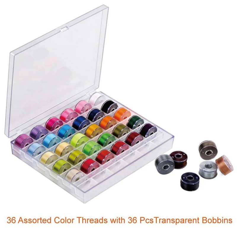 36 Pcs Bobbins and Sewing Threads with Case Soft Measuring Tape for Brother Singer Babylock Janome Kenmore | Дом и сад