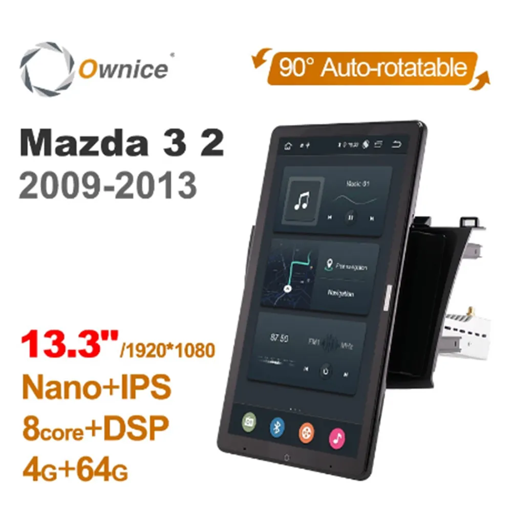 

1920*1080 Android 10.0 Ownice 13.3 Inch Rotation Autoradio forMazda 3 2 2009 - 2013 Car Radio Auto GPS Multimedia DSP IPS