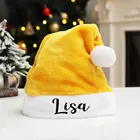 Персонализированная Золотая Рождественская шапка, персонализированная шапка Санты, Рождественская Эльфийская шапка, Рождественская вечеринка, семейные шапки Санты