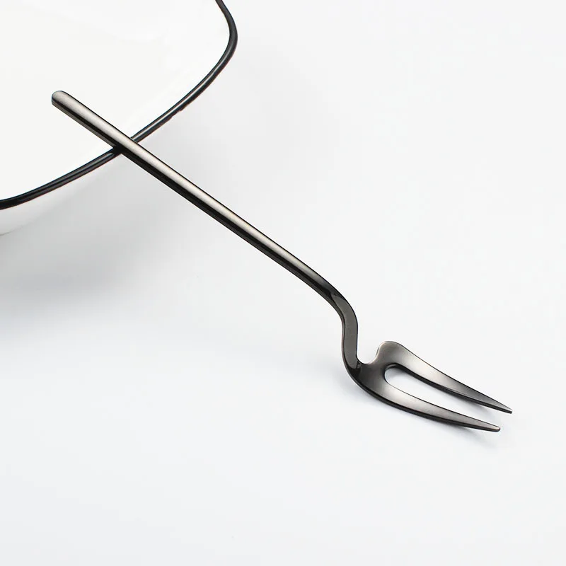 Fork Black Чай ложка-мешалка для кофе фруктовый десерт вилка дома Кухня декоративные столовая посуда, нержавеющая сталь ложка с длинной ручкой совок для мороженного - Цвет: Fork Black