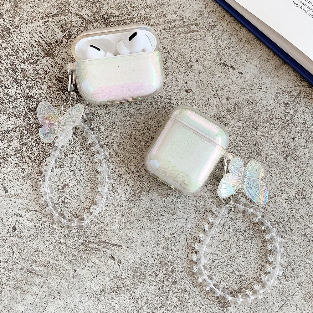 

3D Electroplated Butterfly Bracelet Soft Silicone Case for 3 Bluetooth Headset Glitter Transparent Cover