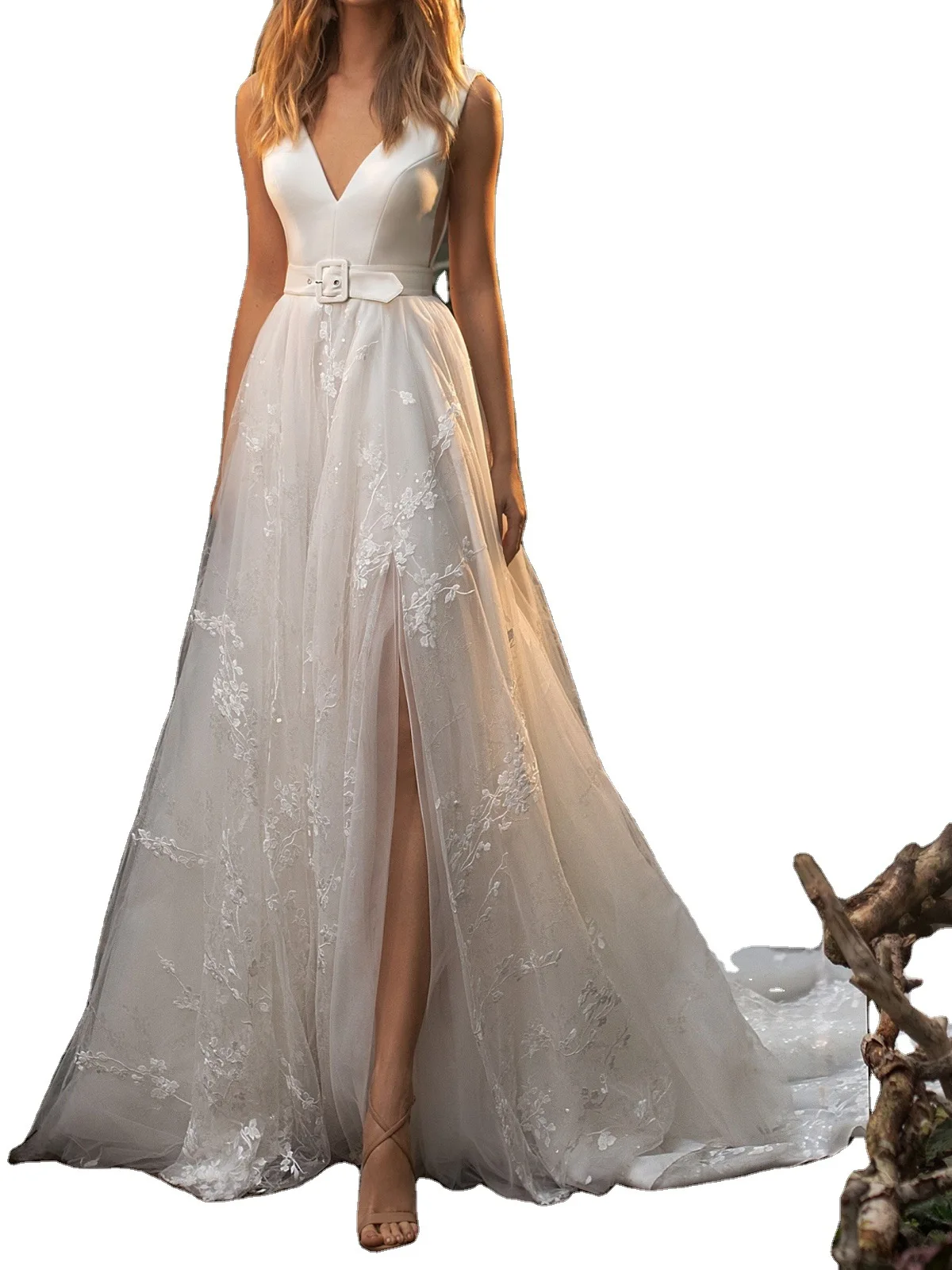 

Prom Dresses Long 2020 Ever Pretty Elegant Long V-neck Tulle Lace Applique Sleeveless A-line Hot Selling Vestidos De Graduacion