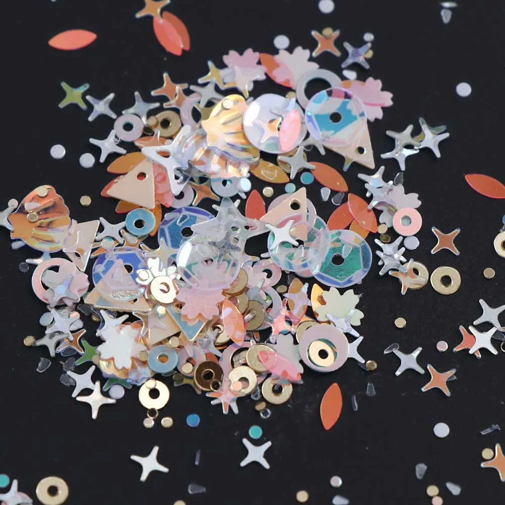 15 цветов Блестящие Блестки круглые овальные Звезды формы из ПВХ свободные