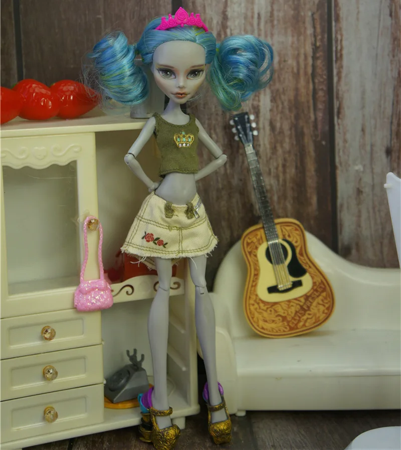 Модная Кукла оливково-зеленого цвета комплект одежды для кукол Monster High короткий