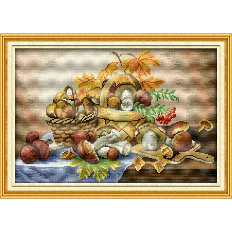 

Everlasting Love A Basket Of Mushrooms Chinese Cross Stitch Kits Ecological Cotton Fabric DIY Christmas Decorations For Home New