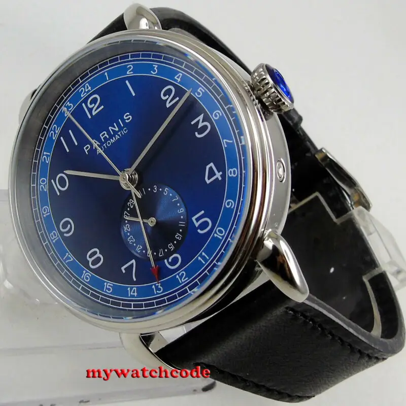 Мужские часы с автоматическим механизмом 42 мм циферблат Парнис синим