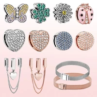 trendy silver color timeless sparkling clip charms fit original pandora reflexions bracelet making fashion diy jewelry