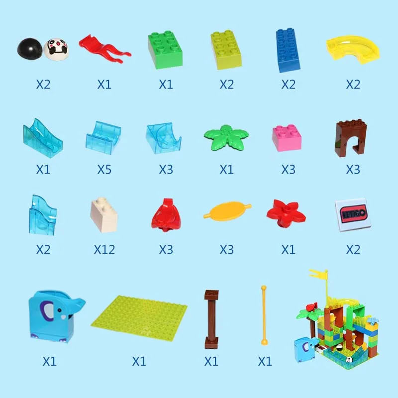 

168/54PCS Jungle Adventure Series Building Block Marble Race Run Blocks Bricks Maze Ball Track Slide Block Toys For Children