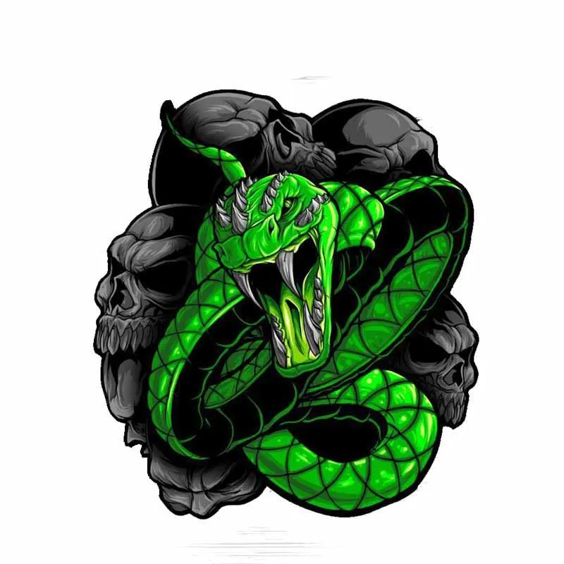 

13.7CM*15.1CM Classic Animal Snake Car Sticker Personality Skull Decal PVC