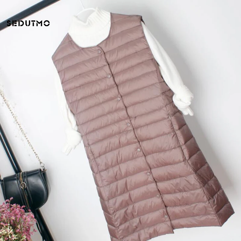 Зимняя Ультралегкая пуховая куртка SEDUTMO женское длинное пальто на утином пуху
