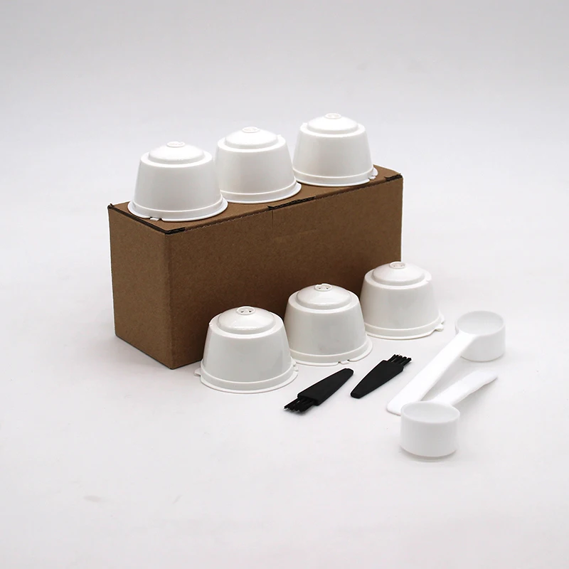 

6Pcs fit for Coffee Filter Cup Reusable Coffee Capsule Filters For Nespresso With Spoon Brush Kitchen Accessories