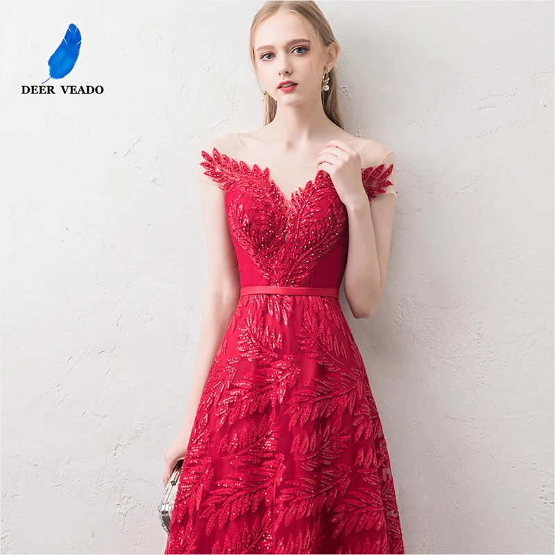 Женское длинное вечернее платье DEERVEADO с коротким рукавом для торжественных