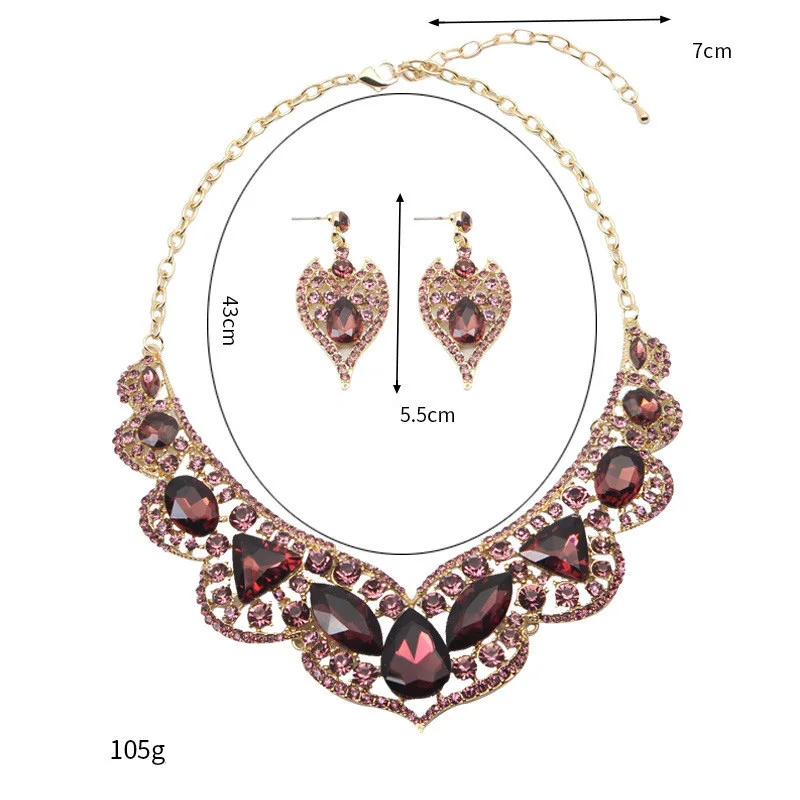 Demure роскошные наборы свадебных ювелирных изделий полная фиолетовая форма капли