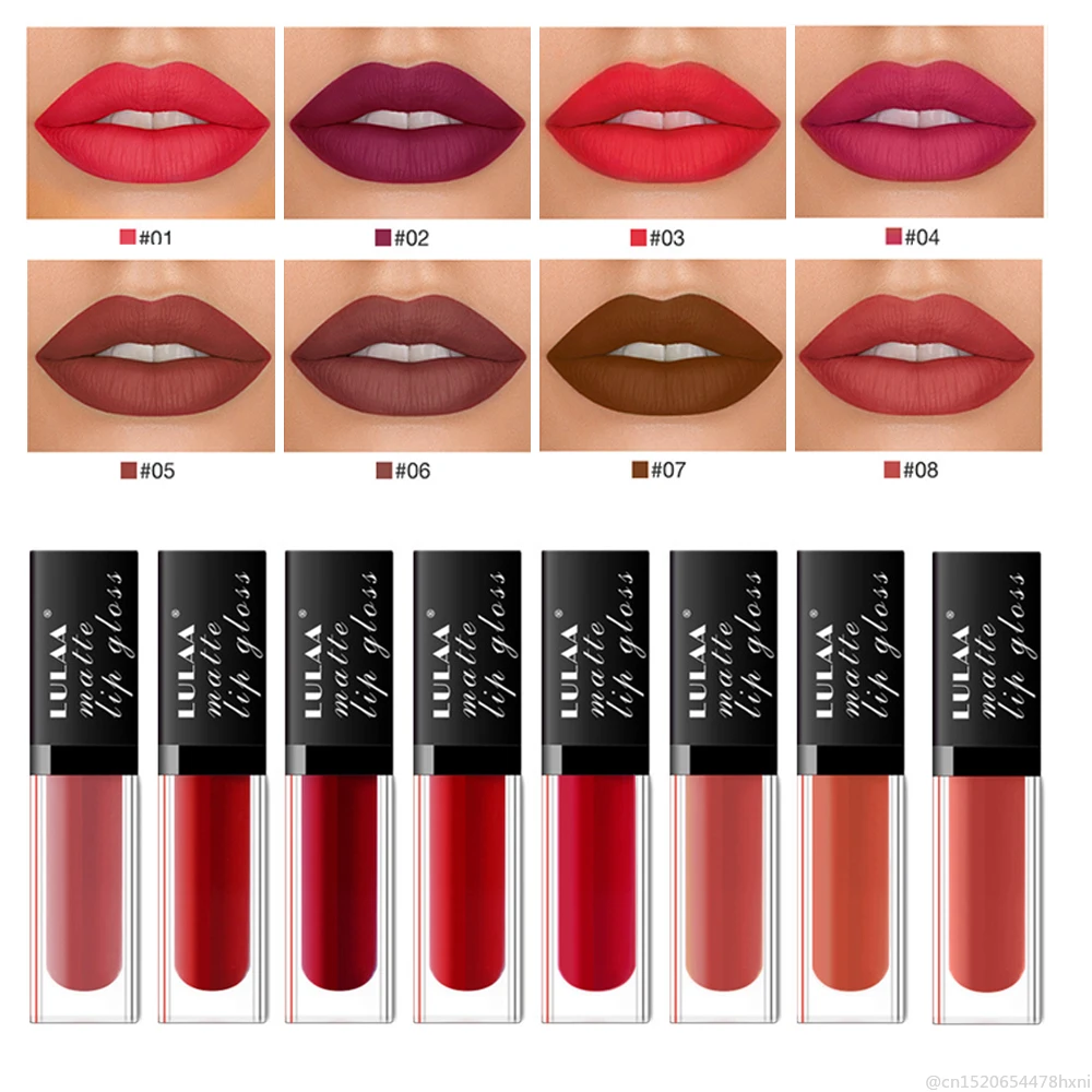 Жидкий матовый блеск для губ LULAA стойкий водостойкий пигмент антипригарная